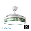 Ventilador de techo retráctil Fabrilamp Moda LED blanco verde 3 palas motor DC 3000-6000K Ø108cm 72W — vista 1