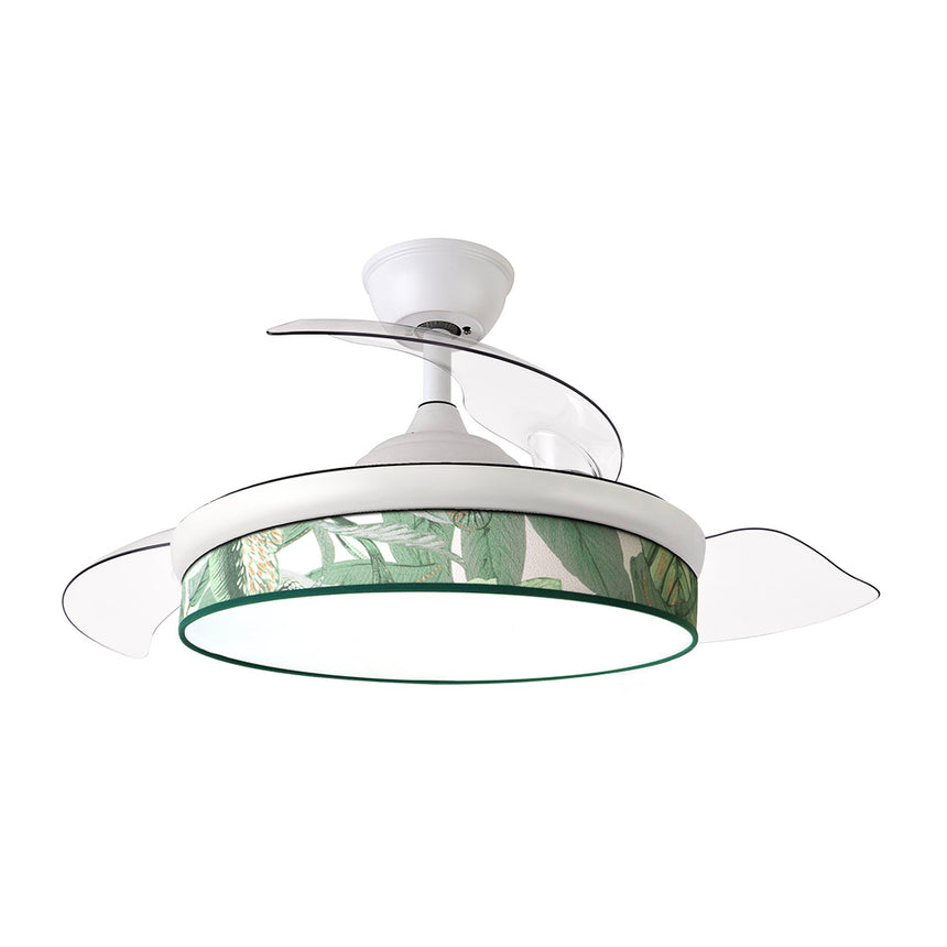 Ventilador de techo retráctil Fabrilamp Moda LED blanco verde 3 palas motor DC 3000-6000K Ø108cm 72W — vista 3