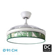Ventilador de techo retráctil Fabrilamp Moda LED blanco verde 3 palas motor DC 3000-6000K Ø91cm 72W — vista 1