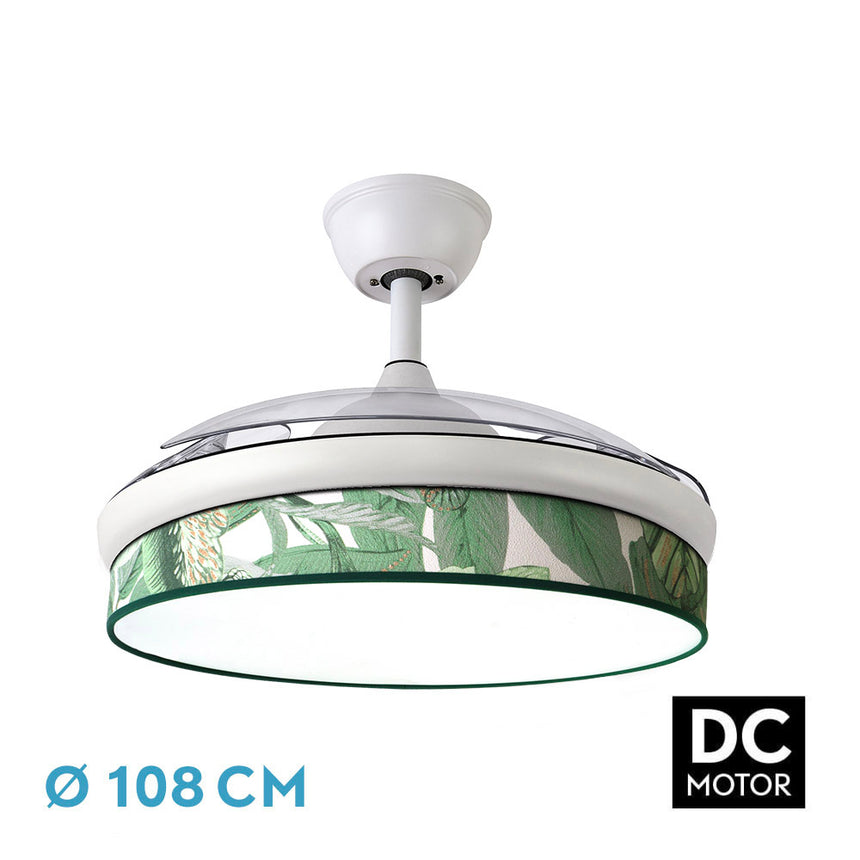 Ventilador de techo retráctil Fabrilamp Moda LED blanco verde 3 palas motor DC 3000-6000K Ø91cm 72W — vista 4