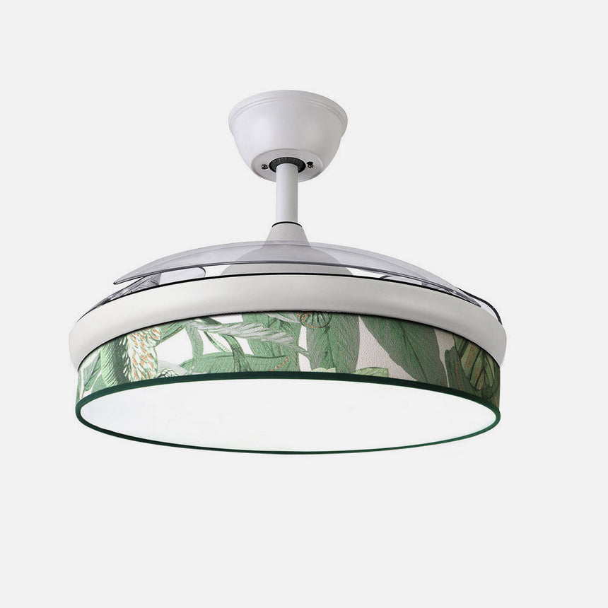 Ventilador de techo retráctil Fabrilamp Moda LED blanco verde 3 palas motor DC 3000-6000K Ø91cm 72W — vista 2