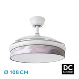 Ventilador de techo retráctil Fabrilamp Moda LED blanco ola gris 3 palas motor DC 3000-6000K Ø108cm — vista 1