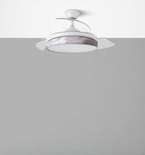 Ventilador de techo retráctil Fabrilamp Moda LED blanco ola gris 3 palas motor DC 3000-6000K Ø91cm — vista 4