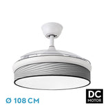 Ventilador de techo retráctil Fabrilamp Moda LED blanco surco gris 3 palas motor DC 3000-6000K — vista 1