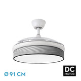 Ventilador de techo retráctil Fabrilamp Moda LED blanco surco gris 3 palas motor DC 3000-6000K — vista 1