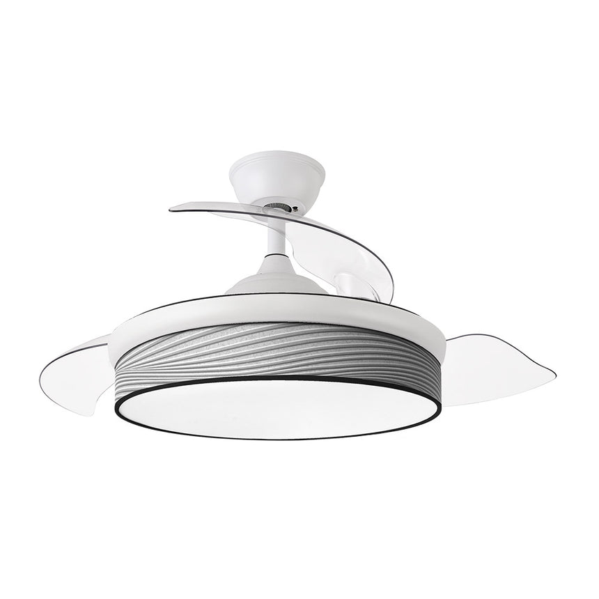 Ventilador de techo retráctil Fabrilamp Moda LED blanco surco gris 3 palas motor DC 3000-6000K — vista 3