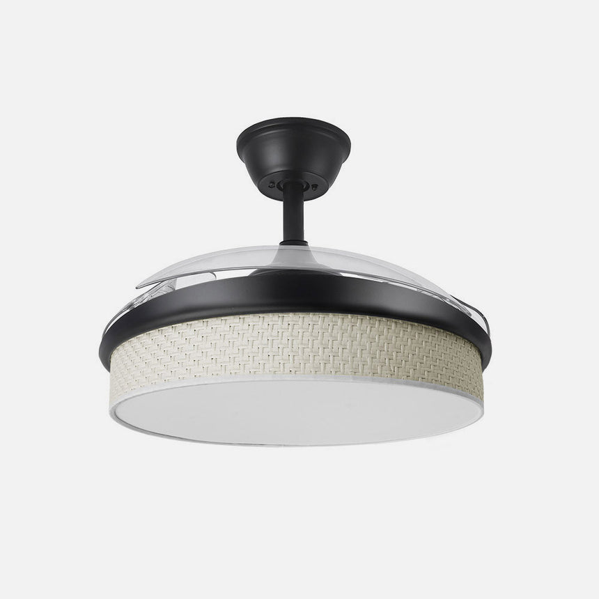 Ventilador de techo retráctil Fabrilamp Moda LED negro cañizo blanco 3 palas motor DC 3000-6000K — vista 2