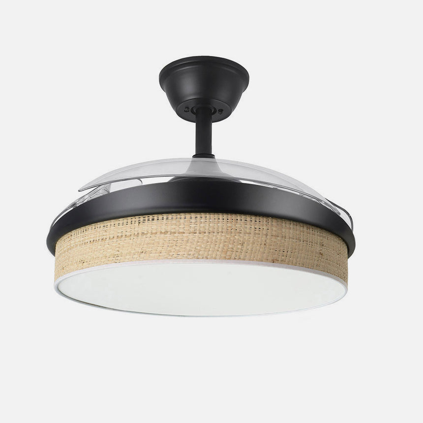 Ventilador de techo retráctil Fabrilamp Moda LED negro cañizo claro 3 palas motor DC 3000-6000K — vista 2