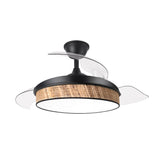 Ventilador de techo retráctil Fabrilamp Moda LED negro cañizo oscuro 3 palas motor DC 3000-6000K — vista 3