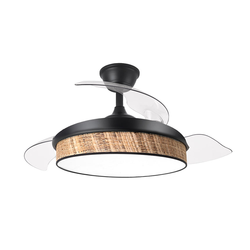 Ventilador de techo retráctil Fabrilamp Moda LED negro cañizo oscuro 3 palas motor DC 3000-6000K — vista 3