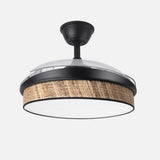 Ventilador de techo retráctil Fabrilamp Moda LED negro cañizo oscuro 3 palas motor DC 3000-6000K — vista 2