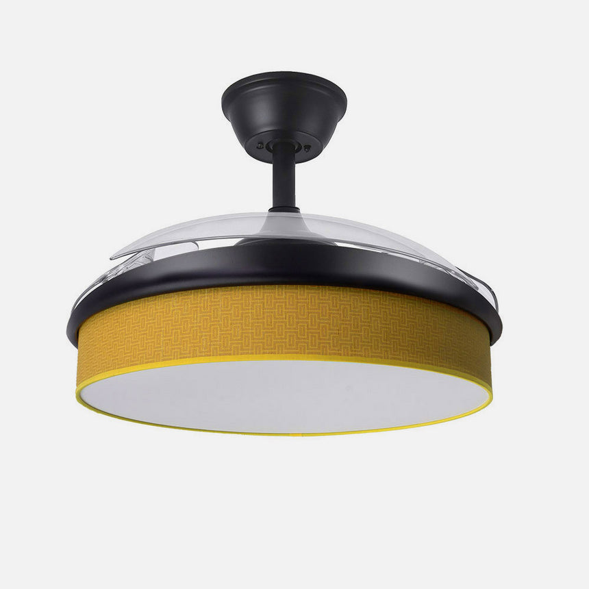 Ventilador de techo retráctil Fabrilamp Moda LED negro amarillo 3 palas motor DC 3000-6000K Ø108cm — vista 2