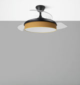 Ventilador de techo retráctil Fabrilamp Moda LED negro amarillo 3 palas motor DC 3000-6000K Ø108cm — vista 4
