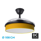 Ventilador de techo retráctil Fabrilamp Moda LED negro amarillo 3 palas motor DC 3000-6000K Ø108cm — vista 1