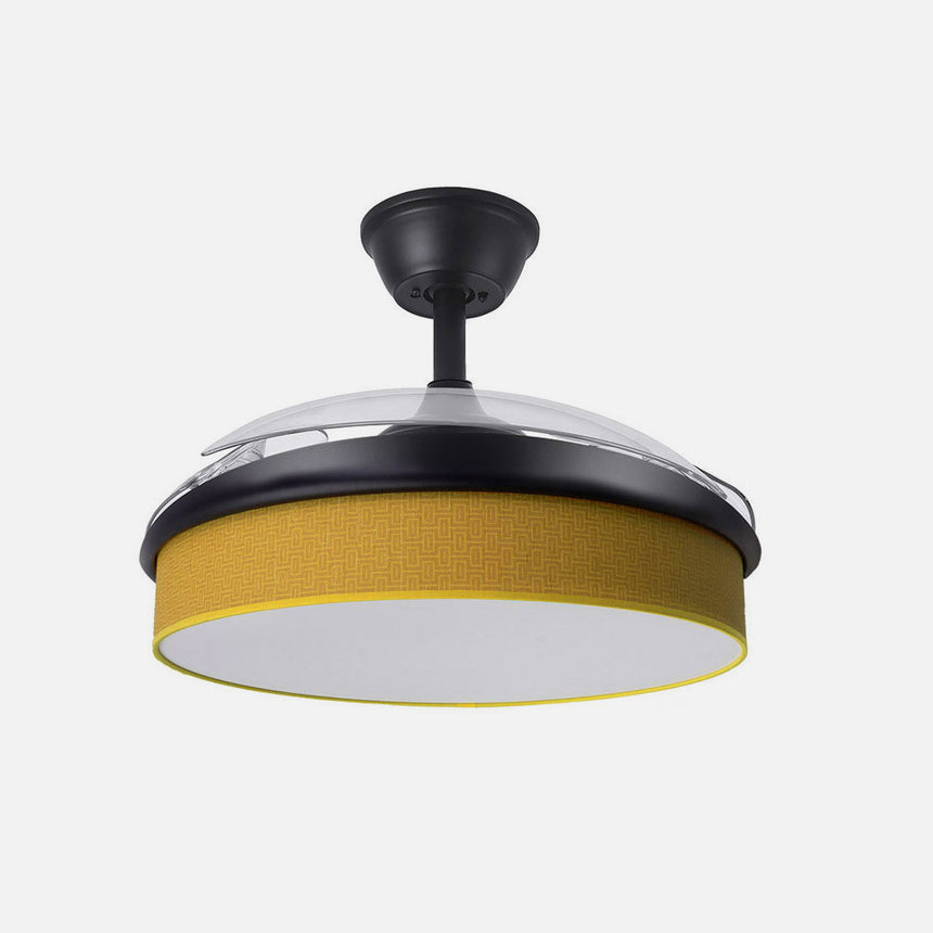 Ventilador de techo retráctil Fabrilamp Moda LED negro amarillo 3 palas motor DC 3000-6000K Ø91cm — vista 2