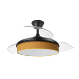 Ventilador de techo retráctil Fabrilamp Moda LED negro amarillo 3 palas motor DC 3000-6000K Ø91cm — vista 3