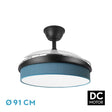 Ventilador de techo retráctil Fabrilamp Moda LED negro azul 3 palas motor DC 3000-6000K Ø91cm 72W — vista 1