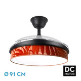 Ventilador de techo retráctil Fabrilamp Moda LED negro caldera 3 palas motor DC 3000-6000K Ø91cm 72W — vista 1