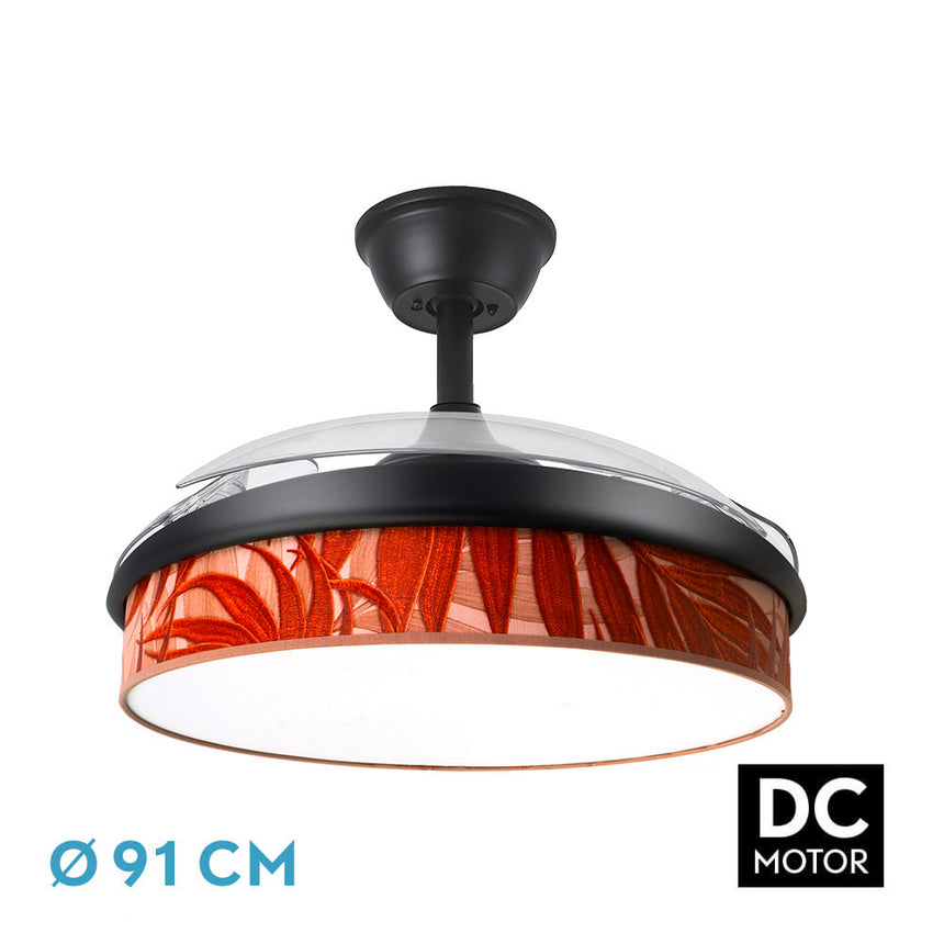 Ventilador de techo retráctil Fabrilamp Moda LED negro caldera 3 palas motor DC 3000-6000K Ø91cm 72W — vista 1