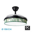 Ventilador de techo retráctil Fabrilamp Moda LED negro verde 3 palas motor DC 3000-6000K Ø108cm 72W — vista 1