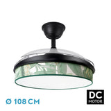 Ventilador de techo retráctil Fabrilamp Moda LED negro verde 3 palas motor DC 3000-6000K Ø108cm 72W — vista 1