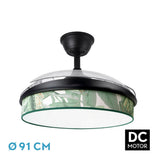 Ventilador de techo retráctil Fabrilamp Moda LED negro verde 3 palas motor DC 3000-6000K Ø91cm 72W — vista 1