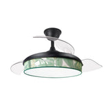 Ventilador de techo retráctil Fabrilamp Moda LED negro verde 3 palas motor DC 3000-6000K Ø91cm 72W — vista 3