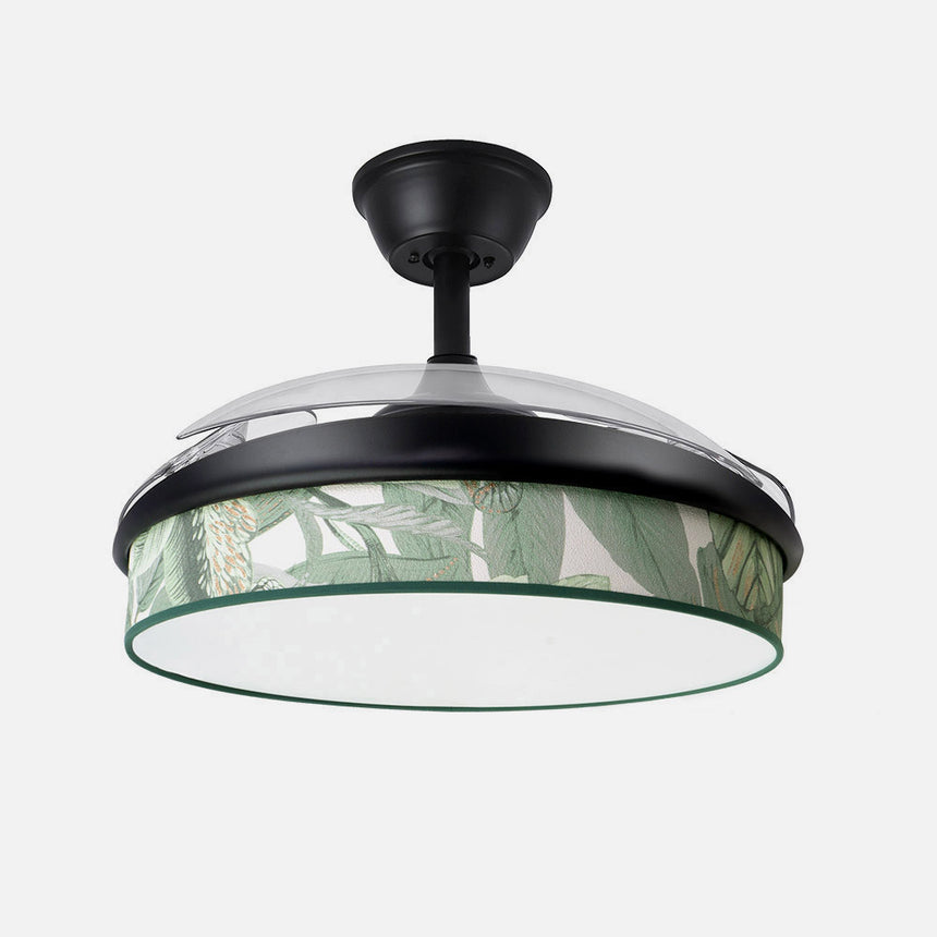 Ventilador de techo retráctil Fabrilamp Moda LED negro verde 3 palas motor DC 3000-6000K Ø91cm 72W — vista 2