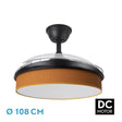 Ventilador de techo retráctil Fabrilamp Moda LED negro naranja 3 palas motor DC 3000-6000K Ø108cm — vista 1