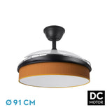 Ventilador de techo retráctil Fabrilamp Moda LED negro naranja 3 palas motor DC 3000-6000K Ø91cm 72W — vista 1