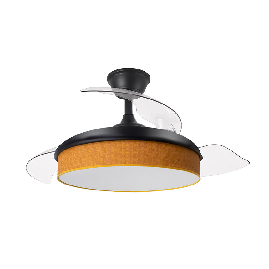 Ventilador de techo retráctil Fabrilamp Moda LED negro naranja 3 palas motor DC 3000-6000K Ø91cm 72W — vista 3