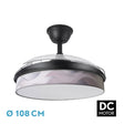 Ventilador de techo retráctil Fabrilamp Moda LED negro ola gris 3 palas motor DC 3000-6000K Ø108cm — vista 1