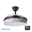Ventilador de techo retráctil Fabrilamp Moda LED negro ola gris 3 palas motor DC 3000-6000K Ø91cm — vista 1