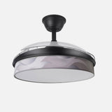 Ventilador de techo retráctil Fabrilamp Moda LED negro ola gris 3 palas motor DC 3000-6000K Ø91cm — vista 2