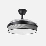 Ventilador de techo retráctil Fabrilamp Moda LED negro surco gris 3 palas motor DC 3000-6000K Ø91cm — vista 2