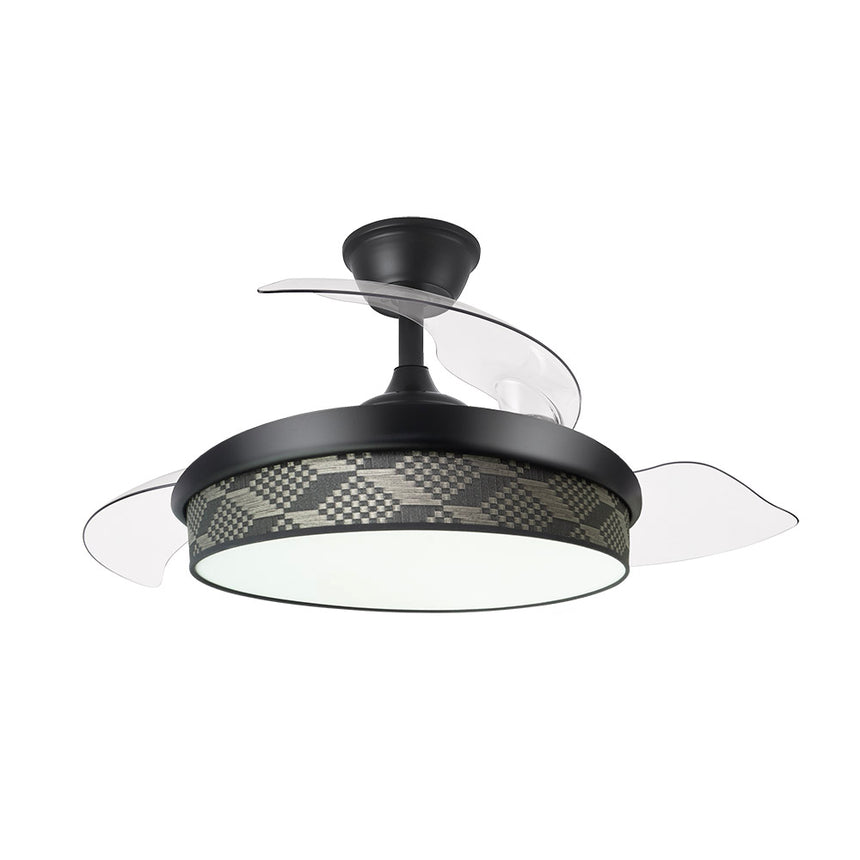 Ventilador de techo retráctil Fabrilamp Moda LED negro tetris gris 3 palas motor DC 3000-6000K — vista 3