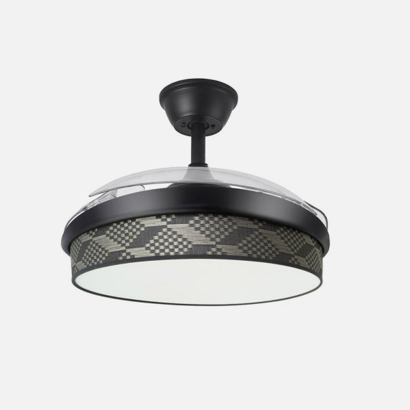 Ventilador de techo retráctil Fabrilamp Moda LED negro tetris gris 3 palas motor DC Ø91cm 72W 212481109