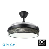 Ventilador de techo retráctil Fabrilamp Moda LED negro tetris gris 3 palas motor DC 3000-6000K — vista 3