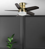 Ventilador de techo Fabrilamp Neutron LED cuero negro 5 palas motor DC 3000-6000K Ø91cm 24W — vista 3