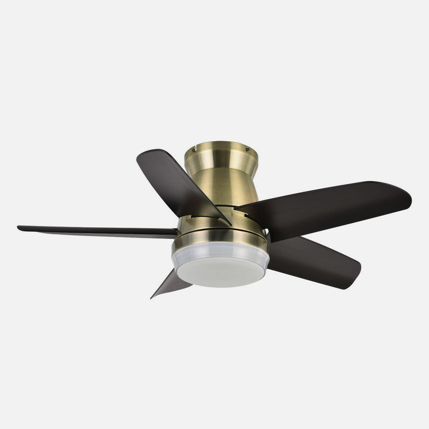Ventilador de techo Fabrilamp Neutron LED cuero negro 5 palas motor DC 3000-6000K Ø91cm 24W — vista 2