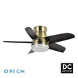 Ventilador de techo Fabrilamp Neutron LED cuero negro 5 palas motor DC 3000-6000K Ø91cm 24W — vista 1