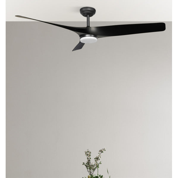 Ventilador de techo Fabrilamp Niger LED negro 3 palas motor DC Ø132cm 22W 211591309