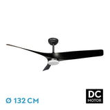 Ventilador de techo Fabrilamp Niger LED negro 3 palas motor DC 3000-6000K Ø132cm 22W — vista 3