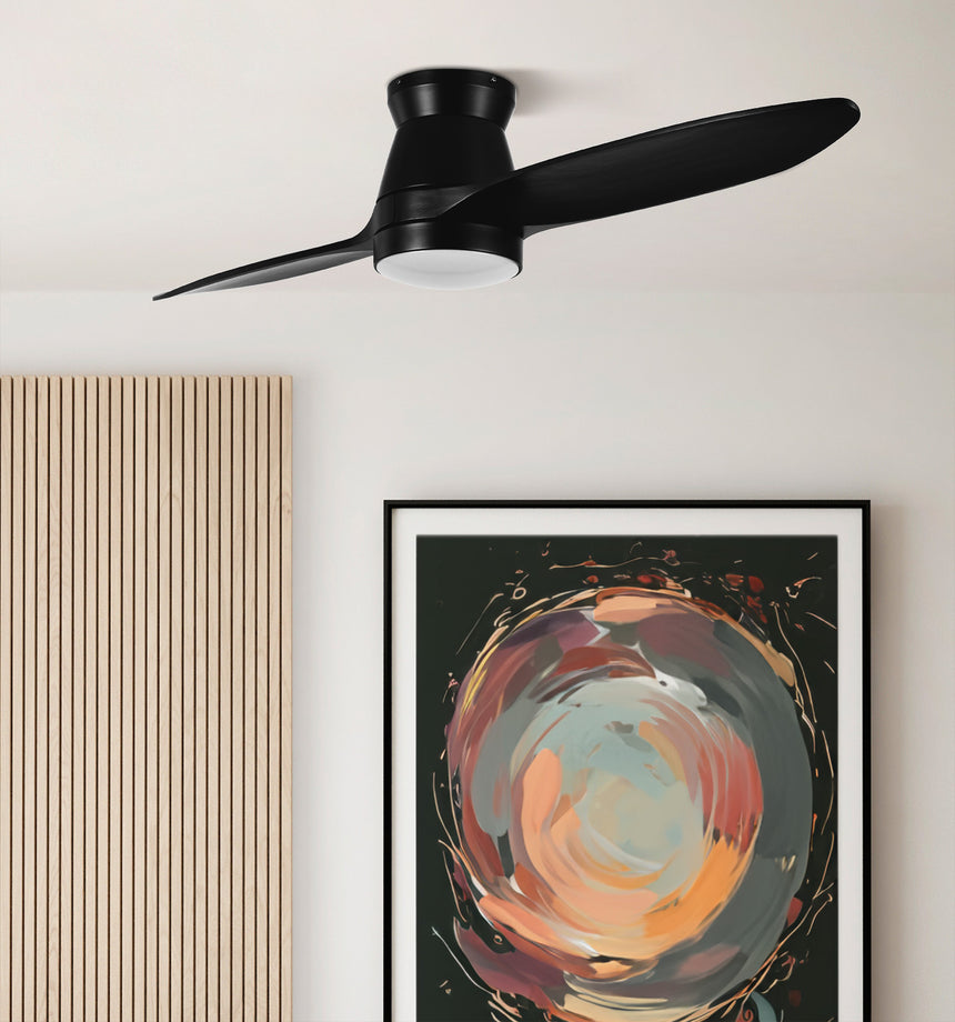 Ventilador de techo Fabrilamp Nordic LED negro 2 palas motor DC 3000-6000K Ø132cm 24W — vista 1