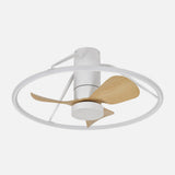 Ventilador de techo Fabrilamp Oporto LED blanco haya 3 palas motor DC 3000-6000K Ø66cm 46W — vista 2
