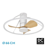Ventilador de techo Fabrilamp Oporto LED blanco haya 3 palas motor DC 3000-6000K Ø66cm 46W — vista 1