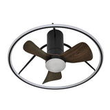 Ventilador de techo Fabrilamp Oporto LED negro marrón 3 palas motor DC 3000-6000K Ø66cm 46W — vista 3
