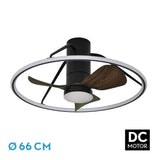Ventilador de techo Fabrilamp Oporto LED negro marrón 3 palas motor DC 3000-6000K Ø66cm 46W — vista 1