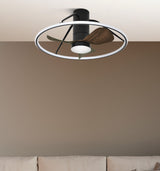 Ventilador de techo Fabrilamp Oporto LED negro marrón 3 palas motor DC 3000-6000K Ø66cm 46W — vista 4