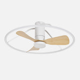 Ventilador de techo Fabrilamp Oporto LED blanco haya 3 palas motor DC 3000-6000K Ø84cm 56W — vista 2